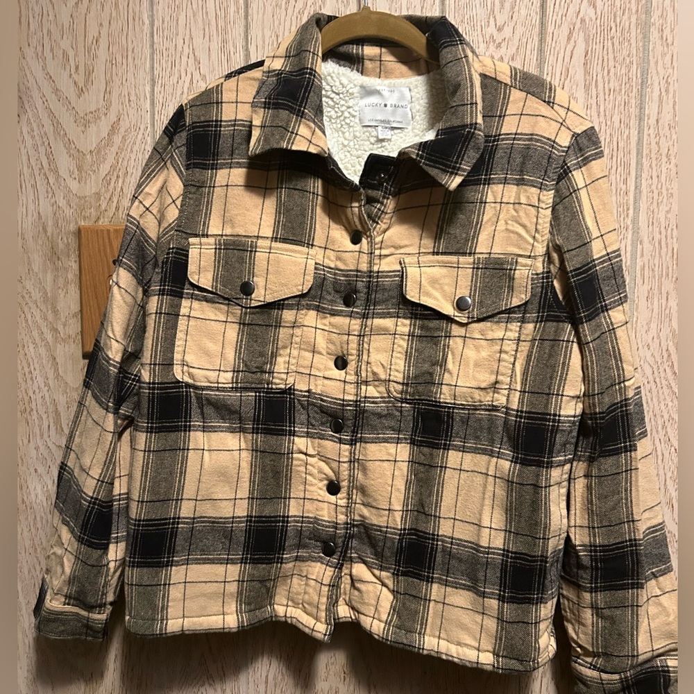 NWOT Lucky brand, sherpa lined plaid shacket